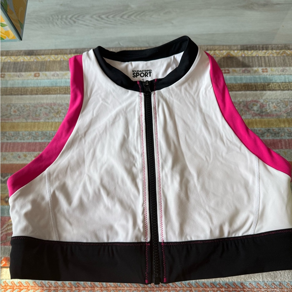 SOLID & STRIPED Crop Top in Vibrant Pink
